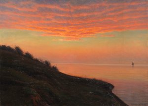 Avondstemming aan de Deense kust door Albert Edvard Wang