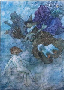 Allemaal schreeuwend en krijsend naar hem "kijk vooruit, alleen vooruit kijken", uit The Water Babies uitgegeven door Humphrey Milford Oxford University Press, ca. 1930 door Albert Edward Jackson