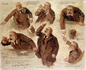 De verschillende uitdrukkingen van Jean Jaures, 1910 door Albert Eloy Vincent