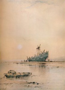 Laag tij bij Leigh, ca. 1899 door Albert Ernest Markes