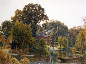 Aspenbomen in de herfst door Albert Goodwin