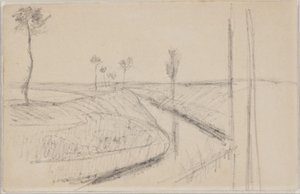 Landschap met diepe brede greppel of kanaal door Albert Gottschalk