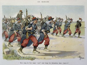 Wandelen - Het leger gezien door Albert Guillaume (1873-1942), circa 1900 door Albert Guillaume