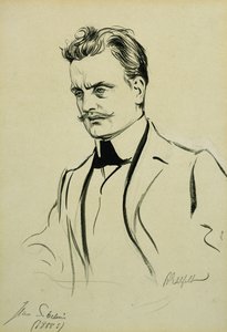 Portret van de Componist Jean Sibelius, klein halflang door Albert Gustaf Aristides Edelfelt