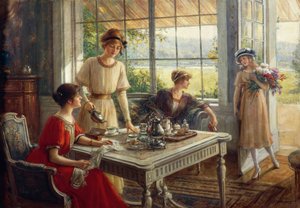 Vrouwen die thee drinken, door Albert Lynch (1851-1912) door Albert Lynch