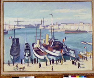 De haven van Marseille met de veerbootbrug door Albert Marquet