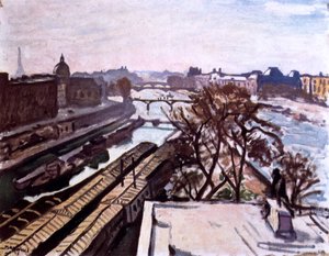 Uitzicht op de Seine en het monument voor Hendrik IV