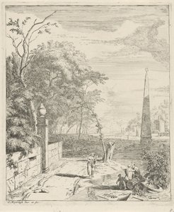Landschap met een obelisk door Albert Meyering