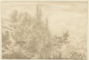 Berglandschap met uitzicht op de Loiblpas door Albert Meyering