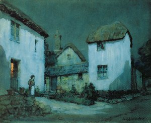 Een Maanverlichte Straat, Heavitree, Exeter door Albert Moulton Foweraker
