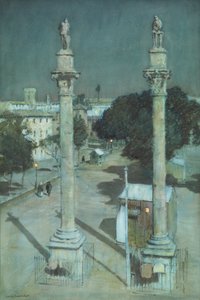 Maanlicht - Alameda de Hércules, Sevilla door Albert Moulton Foweraker