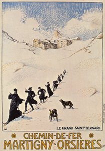 Poster ter Reclame van de Franse Spoorweg van Martigny naar Orsieres, 1913