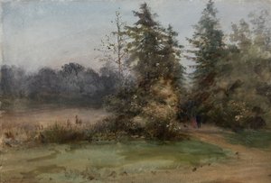 Landschap met twee figuren door Albert Nikolaevich Benois