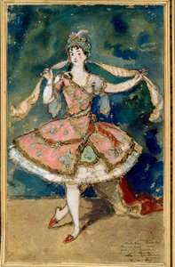 Voorbereidend kostuum voor "Het paviljoen van Armide", ballet van Nikolai (Nicolas) Tcherepnine (1873-1945) - Werk van Alexander Nikolayevich Benois (1870-1960)