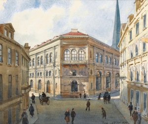 Portret van de beurs van Riga in Letland. Aquarel door Albert Benois (1852-1936) - 1880 door Albert Nikolaevich Benois