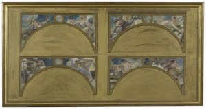 Schets voor de Salon des Lettres in het stadhuis van Parijs: de grote literaire werken (La Chanson de Roland, Le Misanthrope, Eviradnus, Mimi Pinson, Le Cid, Phèdre, Pantagruel, La Cigale), circa 1890 door Albert Pierre Rene Maignan