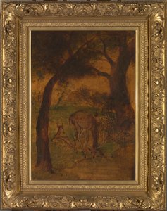 Een hert drinkend, ca. 1870s door Albert Pinkham Ryder