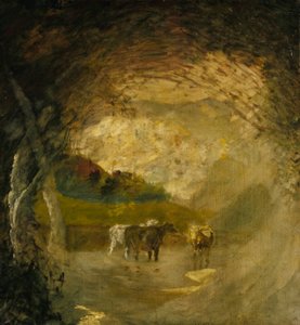 Landschap met bomen en vee door Albert Pinkham Ryder