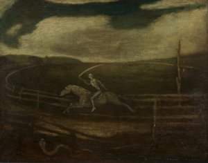 De Renbaan, of De Dood op een Bleek Paard, c.1896-1908 door Albert Pinkham Ryder