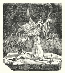 Druïde voert een mensenoffer uit door Albert Robida