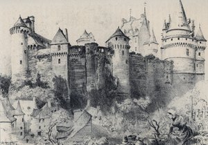 La Chateau fort de Vitre en Ille-et-Vilaine - La vieille France - La Bretagne - tekst, tekeningen en lithografieën, door Albert Robida (1848-1926) ongedateerd eind 19e eeuw door Albert Robida