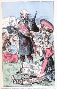 Phileas Fogg en Passepartout na de wereldreis in 3 jaar 8 maanden en 17 dagen, parodie op Jules Verne, 