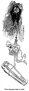 Sindbad de zeeman - verhaal van de duizend-en-een-nachten - illustratie van een boek uit 1948 (Fortin editie, collectie Wonderlijke Beelden van de Kindertijd) die zijn avonturen vertelt - illustratie door Albert Robida - Vierde reis: Si door Albert Robida