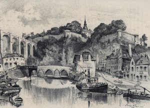 De stad Dinan - Oud Frankrijk - Bretagne - tekst, tekeningen en lithografieën door Albert Robida zonder datum eind 19e eeuw door Albert Robida
