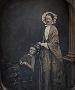 Zonder titel Een vrouw met kap en sjaal, met haar zittende zoon, ca. 1850 door Albert Sands Southworth, Josiah Johnson Hawes