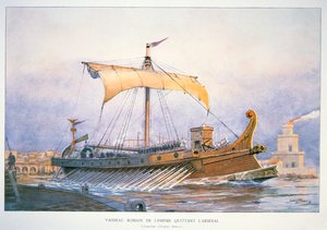 Romeins keizerlijk schip verlaat de haven door Albert Sébille
