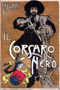Cover van de roman Il Corsaro Nero De zwarte kaper door Emilio Salgari (1863 - 1911) door Alberto Della Valle