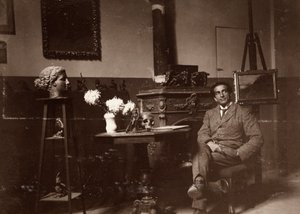 De beeldhouwer Mario Pelagatti in zijn studio, Florence, 20/11/1920 door Alberto Fierli