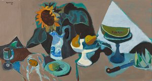 Stilleven met Zonnebloem door Alberto Morrocco