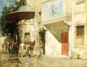 Buiten de Moskee door Alberto Pasini