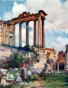 Tempel van Saturnus vanaf de Basilica Julia in het Forum