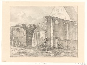 De kerkruïne te Bergen door Albertus Brondgeest