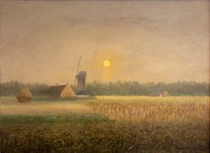 Windmolen in Latem bij Maanlicht