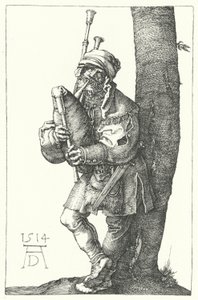 Doedelzakspeler door Albrecht (after) Durer or Duerer