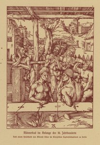 Mannenbaden, begin 16e eeuw door Albrecht (after) Durer or Duerer