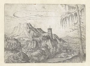 Albrecht Altdorfer - Landschap met een groot kasteel door Albrecht Altdorfer