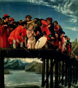 Duits: Brückensturz des hl. Florian Het martelaarschap van de heilige Florian door Albrecht Altdorfer