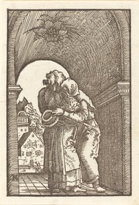 Joachim omhelst Anna door Albrecht Altdorfer