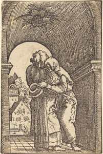 Joachim omhelst Anna door Albrecht Altdorfer
