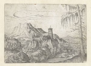 Landschap met groot kasteel door Albrecht Altdorfer