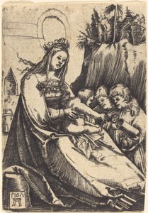 Maria met Kind en Twee Jongens door Albrecht Altdorfer