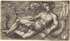 Neptunus op een Zeemonster door Albrecht Altdorfer