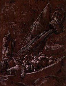 St. Nicolaas van Bari berispt de storm door Albrecht Altdorfer
