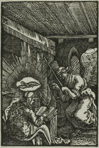 De Aankondiging, uit De Val en Verlossing van de Mens door Albrecht Altdorfer