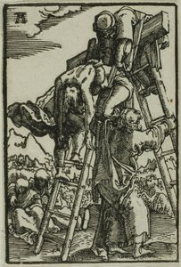 De kruisafneming, uit De val en verlossing van de mens door Albrecht Altdorfer