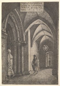 De ingangshal van de synagoge van Regensburg, 1519 door Albrecht Altdorfer